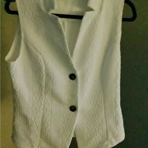 White Sleeveless Vest with Button Detail